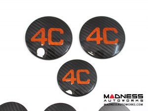 Alfa Romeo 4C Carbon Fiber Badge Cover Kit - 4C Logo in Orange
